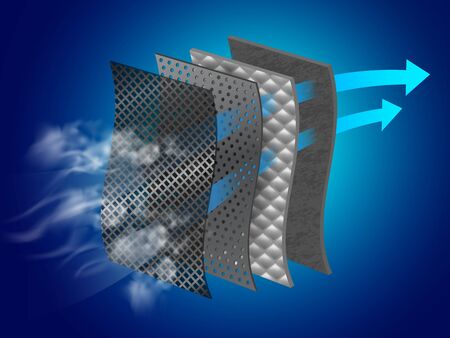 Dust filter layer Smoke and dirt With special material layers Helps in air purification Vector realistic file.のイラスト素材