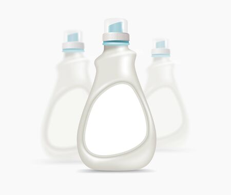 Mock up pearl white plastic bottle. Product packaging, detergent, shampoo, liquid, soap Used to advertise by various media. vector realistic file.のイラスト素材