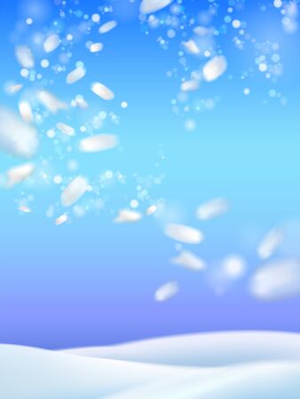 Snowfall winter Christmas background with blue sky.のイラスト素材