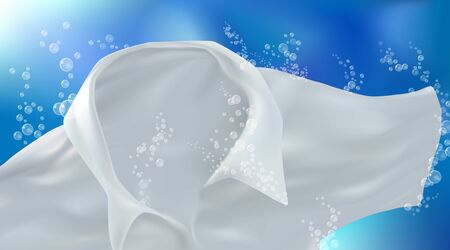 White shirt in detergent water Providing whiteness and deep clean. Realistic vector file.のイラスト素材