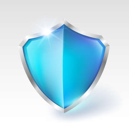 Blue Crystal Glass Metal Shield isolates on a white background.Realistic file.のイラスト素材