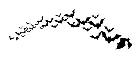 Halloween bats silhouettes isolated on white background. Vector illustration.のイラスト素材