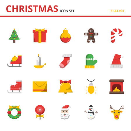 christmas icons set with white background. flat icon collection. vector illustrationのイラスト素材