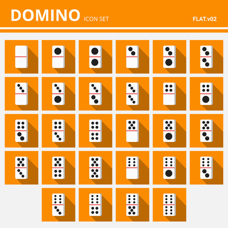 Set of white domino icon on orange background with flat design style. circle series. vector illustration.のイラスト素材