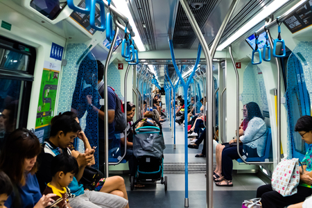 KUALA LUMPUR, MALAYSIA - FEBRUARY 10, 2018 : Commuters use MRT (Mass Rapid Transit) train through the city centre. this is the latest public transportation system in kuala lumpur.のeditorial素材