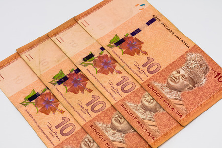 Closeup shot of Malaysia Ringgit banknotes.