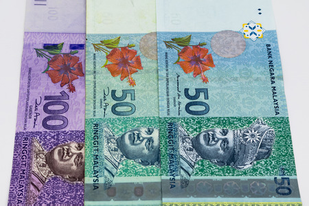 Closeup shot of Malaysia Ringgit banknotes.