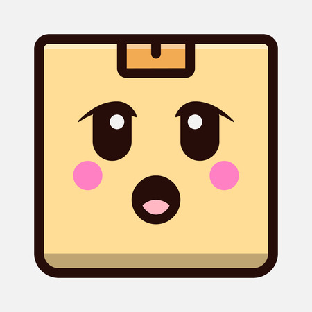 cute surprise box emoticon isolated on white background. vector kawaii cartoon character design.のイラスト素材