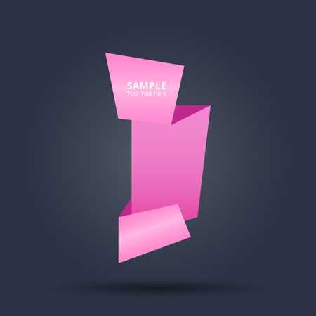 abstract pink origami paper banners style. vector template background for speech bubble or website promotion banner.のイラスト素材