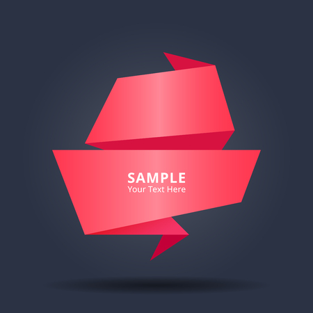 abstract red origami paper banners style. vector template background for speech bubble or website promotion banner.のイラスト素材