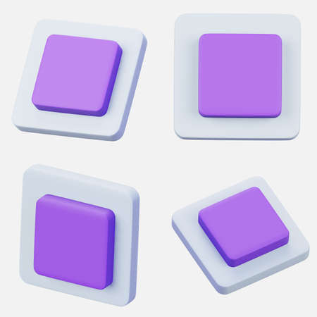 Set of  3D rendering stop icon interface symbol isolated on white background.  Video or music player apps element.の写真素材