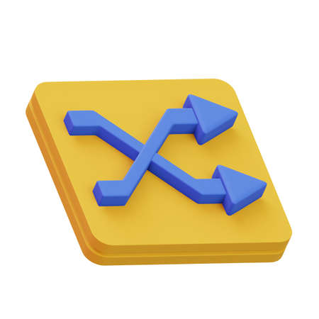 Crossfade icon symbol isolated on white background. 3D rendering. Video or music player app element.