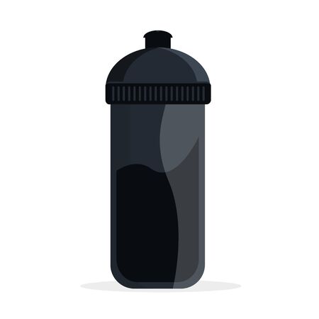 Full close sports blue training plastic bottle shaker for water, drink, protein, breaks, athlete. Modern flat cartoons style vector illustration icons. Isolated on white backgroundのイラスト素材