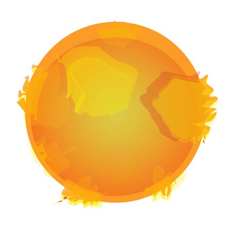 realistic Sun star. Modern flat cartoon style vector illustration icons. Isolated on white background. Sun, yellow star  with gradient and outbreaks, flash for education.のイラスト素材