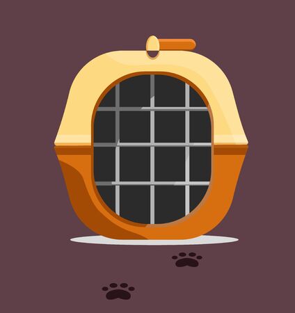 Yellow black brown carrying for animals, dog, cat, pet with tracks. Modern flat style vector illustration icons.のイラスト素材