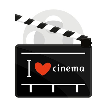 Black cinema desk concept. I love cinema night set concept. Retro vintage style flyer poster template check.のイラスト素材