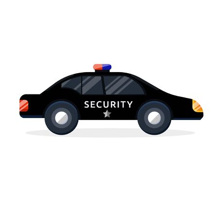Full black security guard business security car for protection safeguard. Modern flat style vector illustration icons.のイラスト素材