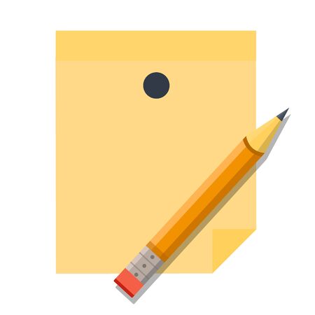 Set of three color red yellow violet clean paper for note, reminder, school, business, home. School office supplies, stationery.Modern flat cartoons style vector illustration icons. Isolated on whiteのイラスト素材