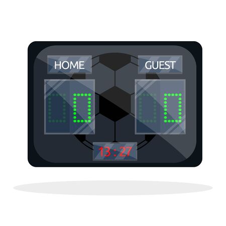 Football realisitic didgital triple full black glass plastic metal sports soccer scoreboard score for match, game, champioship. Modern flat cartoons style vector illustration icons. Isolated on whiteのイラスト素材