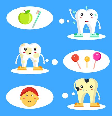 Dentist stomatology icons set concept teeth. Smile male female doctors. Modern flat style vector illustration.のイラスト素材
