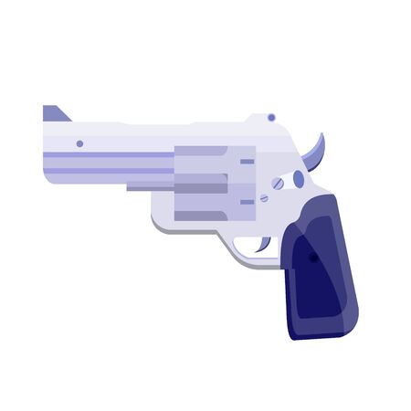 Realistic metal, gray, metallic revolver, gun, pistol, gat, handgun, bulldog for police, gun shop, criminal.のイラスト素材