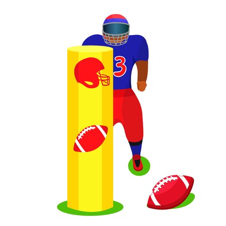 American football sport set. Flat cartoons vector illustration icons on white background.のイラスト素材
