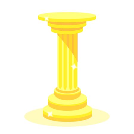 Ancient golden column. Column. Modern flat cartoons style vector illustration icons. Isolated on white background. Antique gold column. Ancient gold pillar. Golden column.のイラスト素材