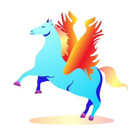 Fantastic beasts creatures. Set of mythical,mythological creatures,animals.Flat cartoon vector illustration on white.のイラスト素材