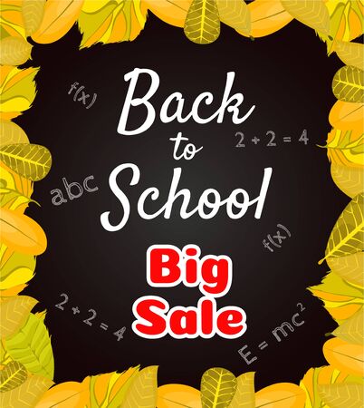 Welcome back to school banner,poster with colorful school supplies,education tools,bag,book.のイラスト素材
