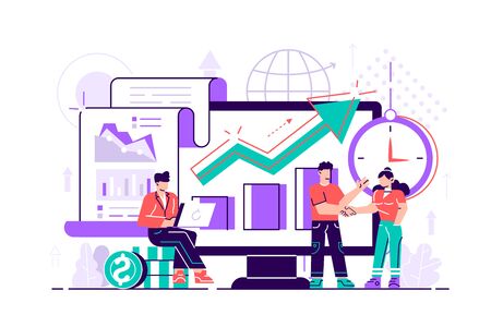 Concept financial investments, Investment in innovation, marketing, analysis, security of deposits for web page, banner, presentation, social media. Vector illustration guarantee of security financialのイラスト素材