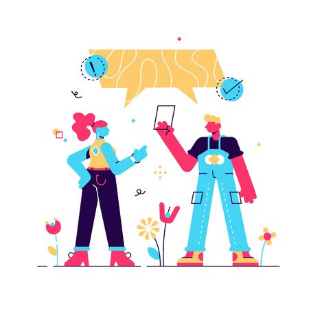 Vector illustration, flat style, news, social networking, chat, dialogue speech bubbles, websites. Flat style modern design vector illustration  for web page, cards, poster, social media.のイラスト素材