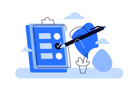 Vector cartoon illustration of hand holding clipboard with checklistのイラスト素材