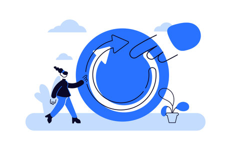 Refresh concept, flat tiny person vector illustration. Restart projectのイラスト素材