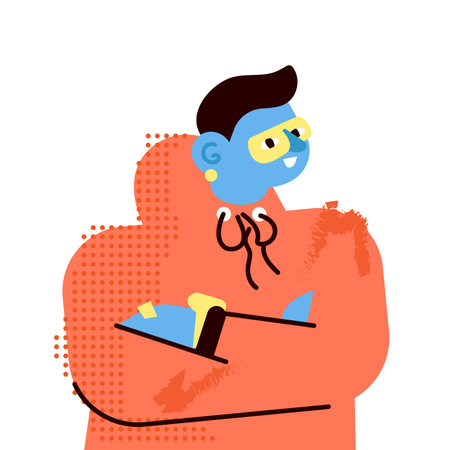 Young smiling man hipster portrait vector flatのイラスト素材