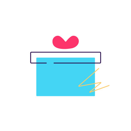 Gift box flat linear vector icon signのイラスト素材