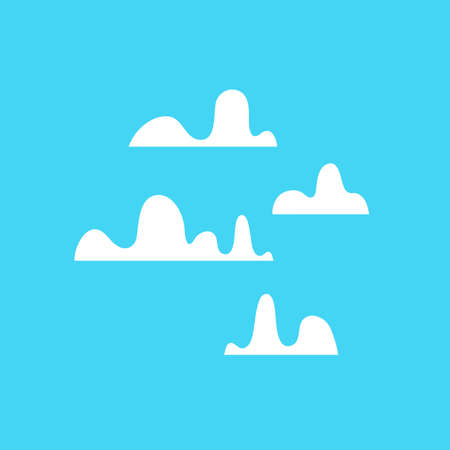 Funny clouds cartoon vector set on blue