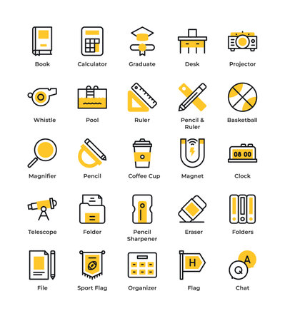 Line School & Education Icons. Editable Strokeのイラスト素材