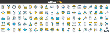 Business icon set with marketing, management, social, loyalty, service, retention, handshake, fist bump and more sign vector icons illustration.のイラスト素材