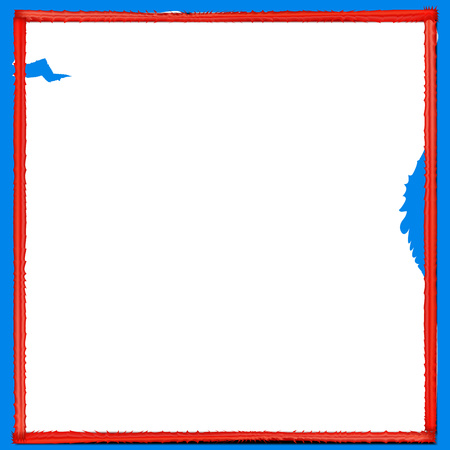 Red frame with torn paper in comic style on a blue backgroundのイラスト素材
