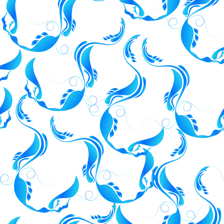 Vector modern seamless pattern blue and white background, pillow print, retro texture, fashion designのイラスト素材
