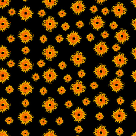 Seamless Pattern with Summer Sun Shapes. Vector Illustration. Flat Style. Decorative Summer Design for Textile, Wrapping Paper, Wall Paper, Beautiful Backgound Decorationのイラスト素材