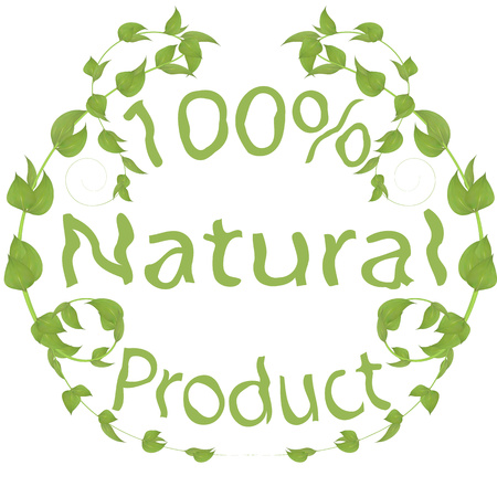 A round frame of stems with leaves with an inscription, a natural product for decoration. Vegetable green background for greeting card, greeting card designのイラスト素材