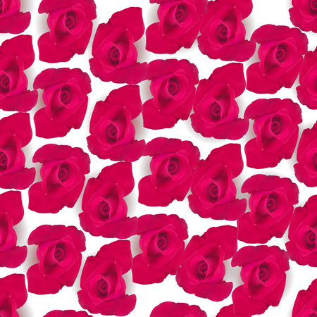 Vector red realistic roses seamless background on a white background prints for clothesのイラスト素材