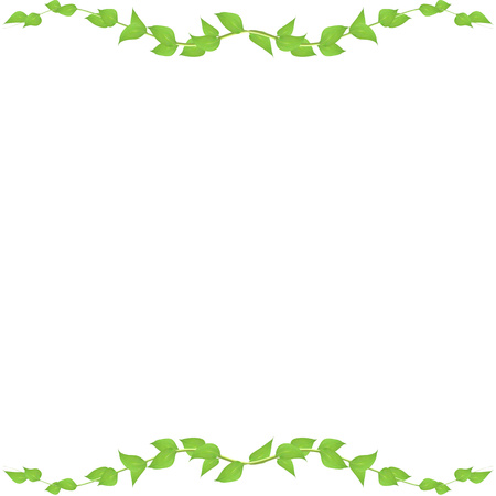 Vector frame made from leaves and twigs for decorating events isolated on white background, blanking up a postcard advertisingのイラスト素材