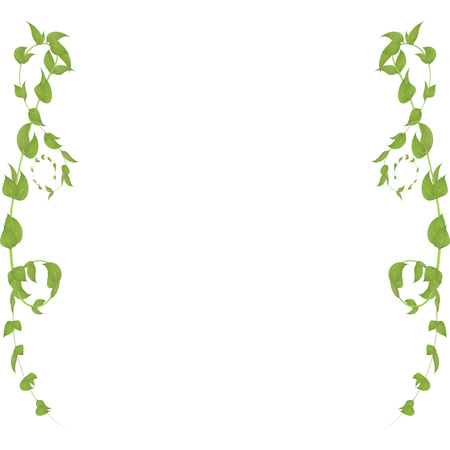 Vector frame made from leaves and twigs for decorating events isolated on white background, blanking up a postcard advertisingのイラスト素材