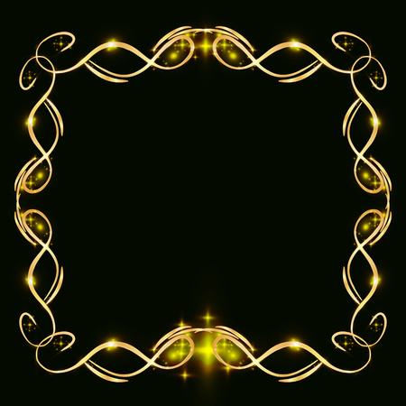 Gold glitter frame,Greeting card, design for business cards, Christmas decoration, backgroundのイラスト素材