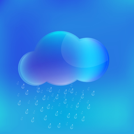 rain cloud with transparent raindrops falling obliquely from the windの写真素材