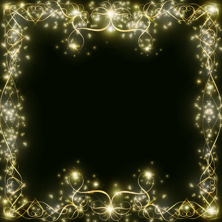 dark background with a pattern with hearts and glitters frame for greeting cards and decoration, borders for decorationのイラスト素材