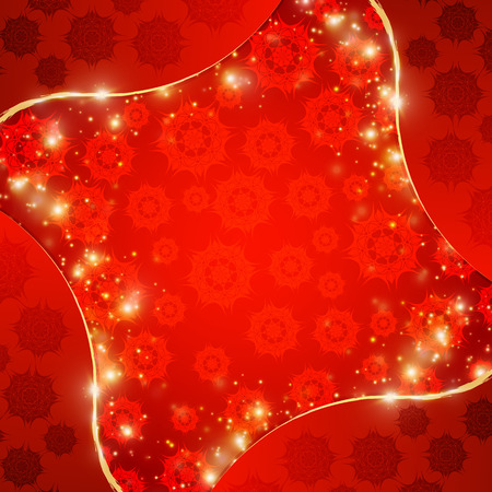 Golden glitter Merry Christmas and Happy New Year greeting card template. Christmas decor. Festive label for posters, posters, banners, flyers and brochures. Gold frame with sparklesのイラスト素材