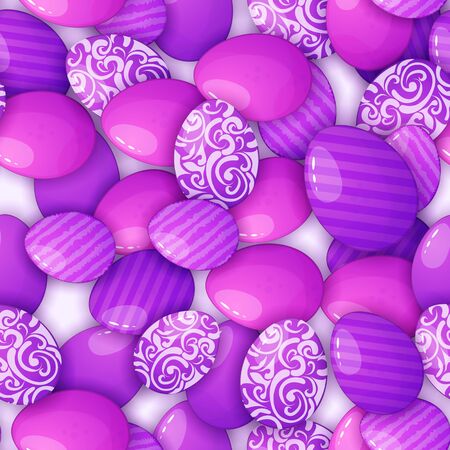 Seamless pattern decoration cute easter eggs. image of cartoon character with shadows on white background.の写真素材
